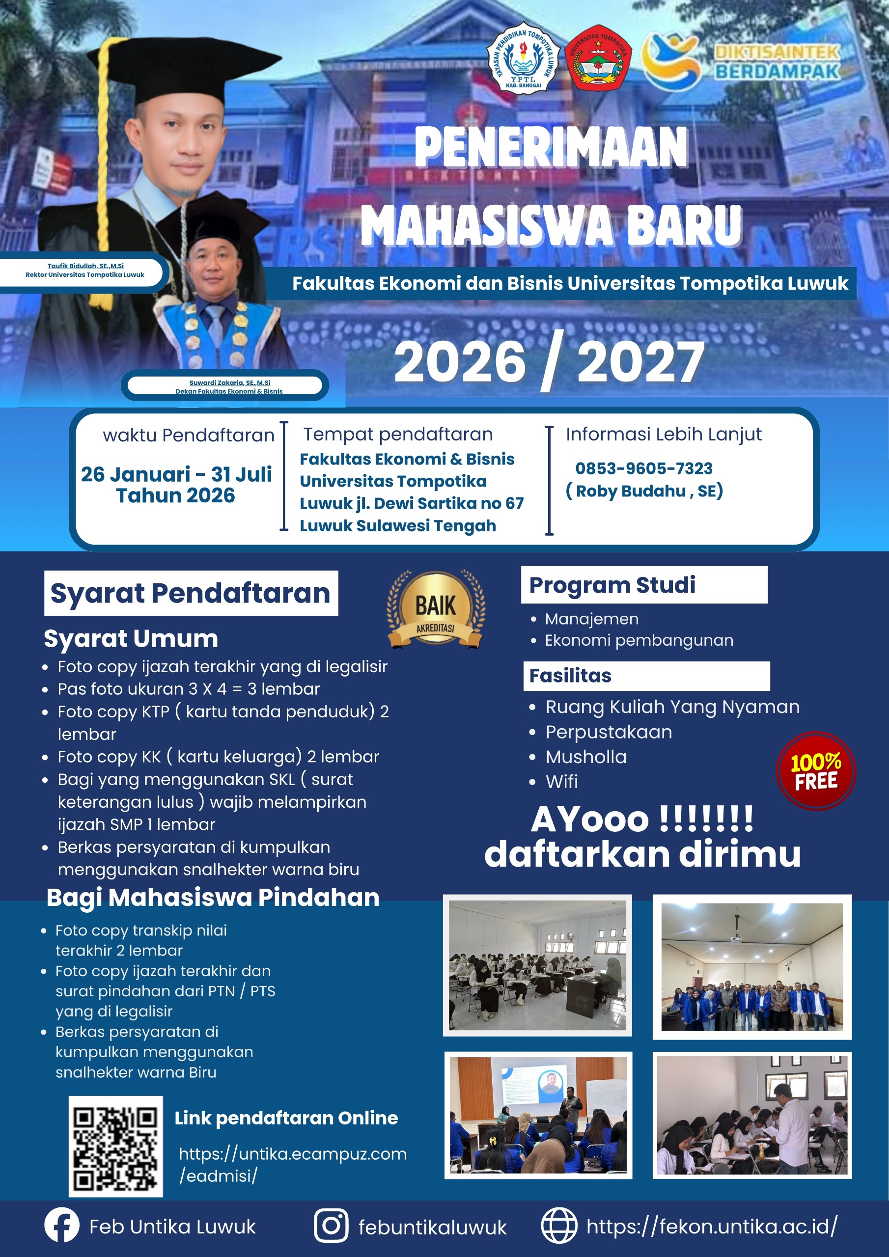 Penerimaan Mahasiswa Baru FEB  UNTIKA 2026/2027